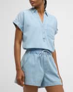 Image 3 of 6: Veronica Beard Almera Short-Sleeve Chambray Top
