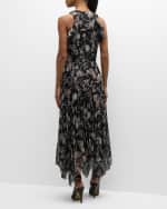 Image 3 of 6: Jason Wu Collection Marine Print Pleated Chiffon Midi Dress
