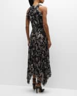 Image 4 of 6: Jason Wu Collection Marine Print Pleated Chiffon Midi Dress