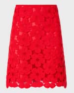 Image 1 of 5: Akris Cotton Anemones Embroidered Short Skirt