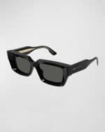 Image 2 of 3: Gucci Beveled Acetate Rectangle Sunglasses