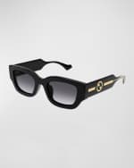 Image 3 of 3: Gucci GG Logo Plastic Rectangle Sunglasses