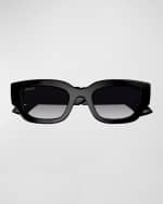 Image 1 of 3: Gucci GG Logo Plastic Rectangle Sunglasses