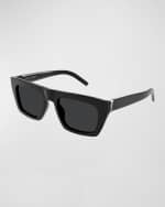 Image 3 of 3: Saint Laurent YSL Acetate Flat-Top Rectangle Sunglasses