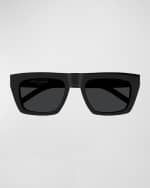 Image 1 of 3: Saint Laurent YSL Acetate Flat-Top Rectangle Sunglasses
