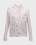 Image 2 of 6: Veronica Beard Lusanne Striped V-Neck Top