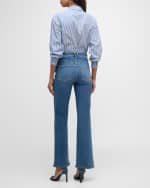 Image 3 of 6: Veronica Beard Daroda Stripe Embroidered Button-Front Top