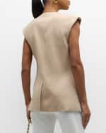 Image 4 of 8: Veronica Beard Tamara Linen-Blend Vest