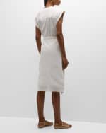 Image 4 of 6: Veronica Beard Octavia Short-Sleeve Linen Wrap Dress