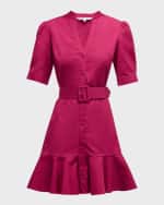 Image 1 of 6: Veronica Beard Molly Short-Sleeve Button-Front Mini Dress
