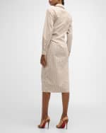 Image 3 of 6: Veronica Beard Wright Striped Long-Sleeve Midi Shirtdress