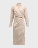 Image 1 of 6: Veronica Beard Wright Striped Long-Sleeve Midi Shirtdress