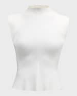 Image 1 of 6: Veronica Beard Cio Ribbed Mock-Neck Top