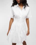 Image 4 of 4: Veronica Beard Greta Short-Sleeve Button-Front Mini Dress