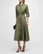 Image 5 of 6: Veronica Beard Camille Belted Silk Shirtdress