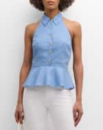 Image 2 of 6: Veronica Beard Lancaster Sleeveless Halter Peplum Top