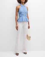 Image 5 of 6: Veronica Beard Lancaster Sleeveless Halter Peplum Top