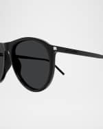 Image 2 of 3: Saint Laurent Men's Sl 667 Acetate Oval Sunglasses