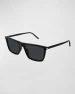 Image 3 of 3: Saint Laurent Men's SL 668 Acetate Rectangle Sunglasses