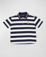 Image 4 of 5: Versace Boy's Striped Cotton Pique Polo Shirt, Size 4-6