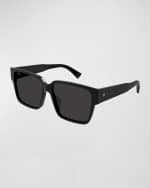 Image 1 of 3: Bottega Veneta Logo Acetate Square Sunglasses