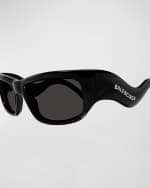 Image 2 of 3: Balenciaga Wavy Plastic Rectangle Sunglasses