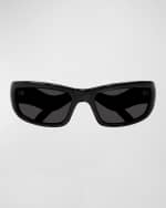 Image 1 of 3: Balenciaga Wavy Plastic Rectangle Sunglasses