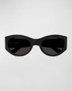 Image 3 of 3: Balenciaga Logo Acetate Oval Sunglasses