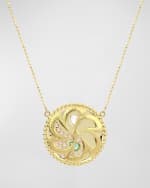 Image 3 of 3: Stevie Wren Gemini 18K Yellow Gold Pink Enamel Gemstone Necklace