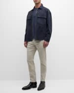 Image 5 of 6: FRAME Men's Zip-Front Suede Shirt