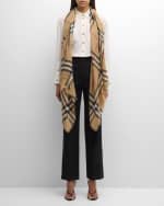 Image 1 of 4: Burberry Lightweight Giant Check Wool Scarf