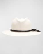 Image 1 of 3: Max Mara Elfi Straw Fedora With a Braided Leather Band
