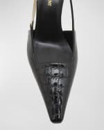 Image 4 of 6: Saint Laurent Blake Croco Slingback Pumps