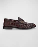 Image 1 of 6: Saint Laurent Le Leather YSL Penny Loafers