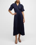 Image 5 of 6: A.L.C. Liam Short-Sleeve A-Line Midi Dress