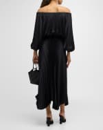 Image 3 of 5: A.L.C. Sienna Pleated Off-The-Shoulder Midi Dress