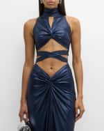 Image 3 of 7: LAPOINTE Twisted Coated Jersey Wrap Bra Top
