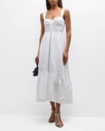 Image 2 of 6: A.L.C. Lilah II Ruched Cotton A-Line Midi Dress