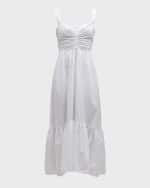Image 1 of 6: A.L.C. Lilah II Ruched Cotton A-Line Midi Dress