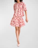 Image 4 of 4: Merlette Duras Smocked Floral-Print Mini Skirt