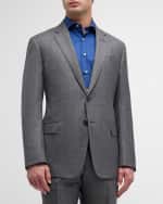 Image 3 of 6: Giorgio Armani Men's Windowpane Wool-Silk Suit