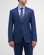 Image 3 of 6: Giorgio Armani Men's Wool-Silk Windowpane Suit