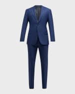 Image 1 of 6: Giorgio Armani Men's Wool-Silk Windowpane Suit