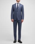 Image 4 of 6: Giorgio Armani Men's Textured Wool-Silk Solid Suit