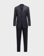 Image 1 of 6: Giorgio Armani Men's Micro-Pattern Wool Suit