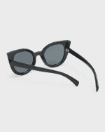 Image 2 of 5: Bari Lynn Girl's Rhinestone Striped Cat-Eye Sunglasses