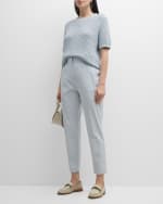 Image 4 of 5: Eleventy Sequin Cable-Knit Crewneck Sweater