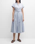 Image 5 of 6: Eleventy Pleated A-Line Midi Shirtdress