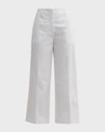 Image 2 of 6: Eleventy Cropped High-Rise Wide-Leg Pintuck Pants
