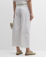 Image 4 of 6: Eleventy Cropped High-Rise Wide-Leg Pintuck Pants